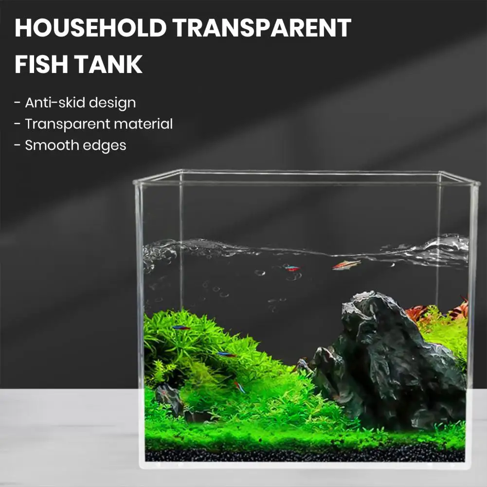 Fish Tank Smooth Edges Small Aquarium High Transparency Desktop Aquatic Landscape Tank For Home Decoration