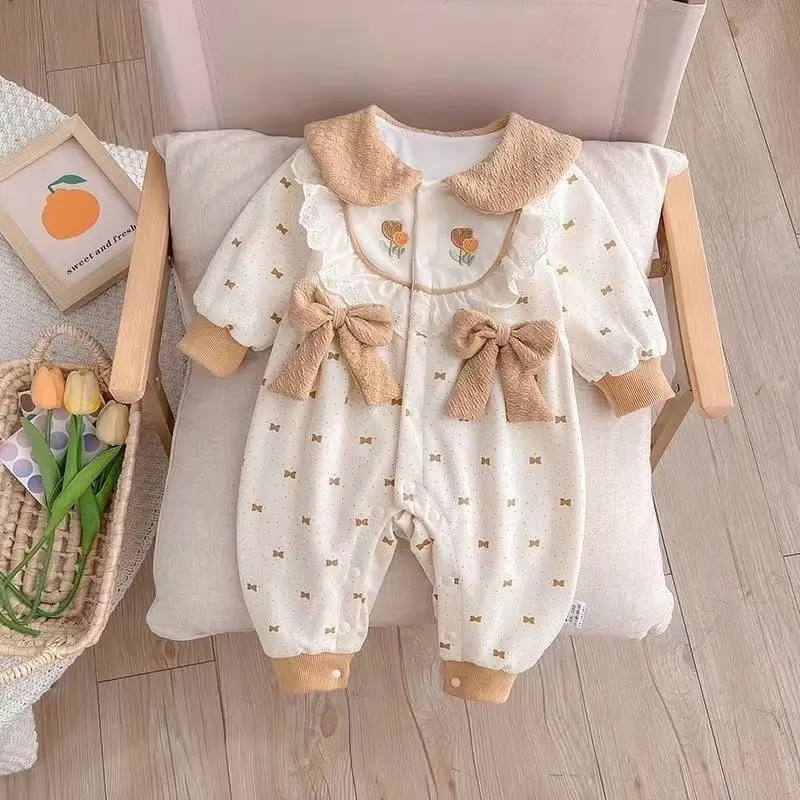 Autumn Baby Girls Double Layer Jumpsuit Romper