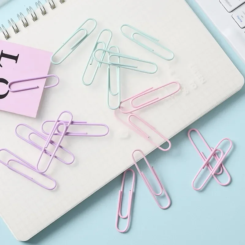 1 Box Colored Paper Clip Metal Clips Memo Clip Bookmarks Stationery Office School Length 28mm/50mm paper clips
