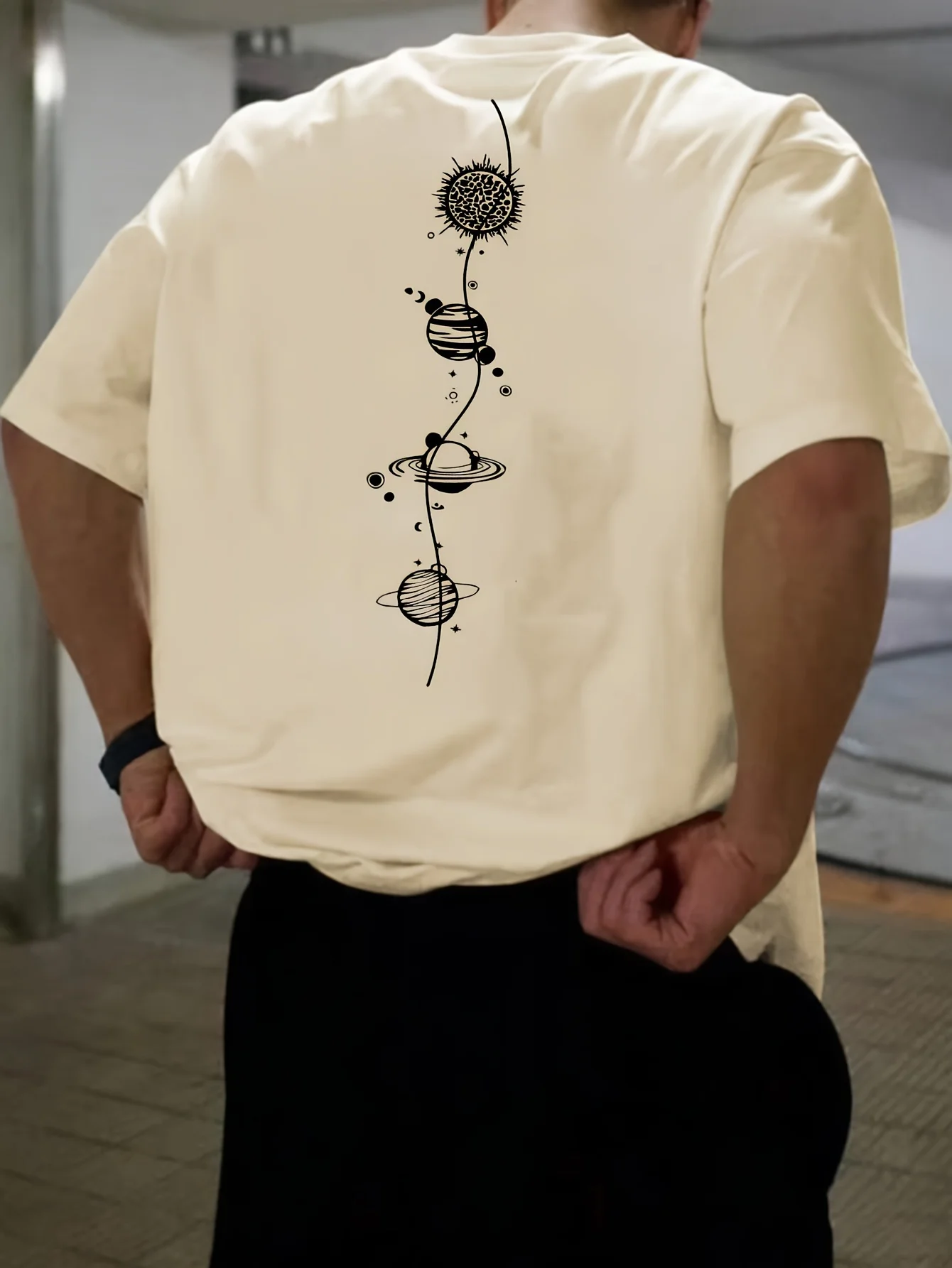 Mens Cotton Summer Planet Graphic T Shirt