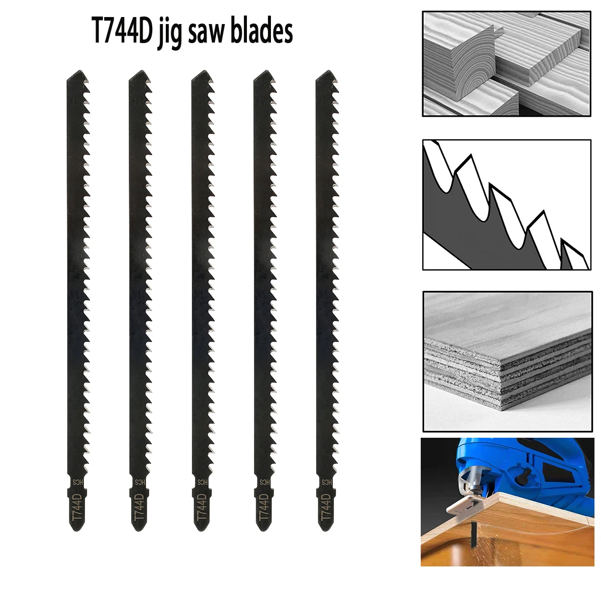 T744d Universal Jigsaw Blade Long 5PCS T-Handle Quick Cutting for Wood and Wood Products