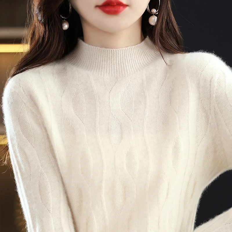 

Early Autumn New 100 Pure Woolen Sweater Women's Loose Relaxed Lazy Feng Shui Ripple Knitted Sweater Western Style Undercoat