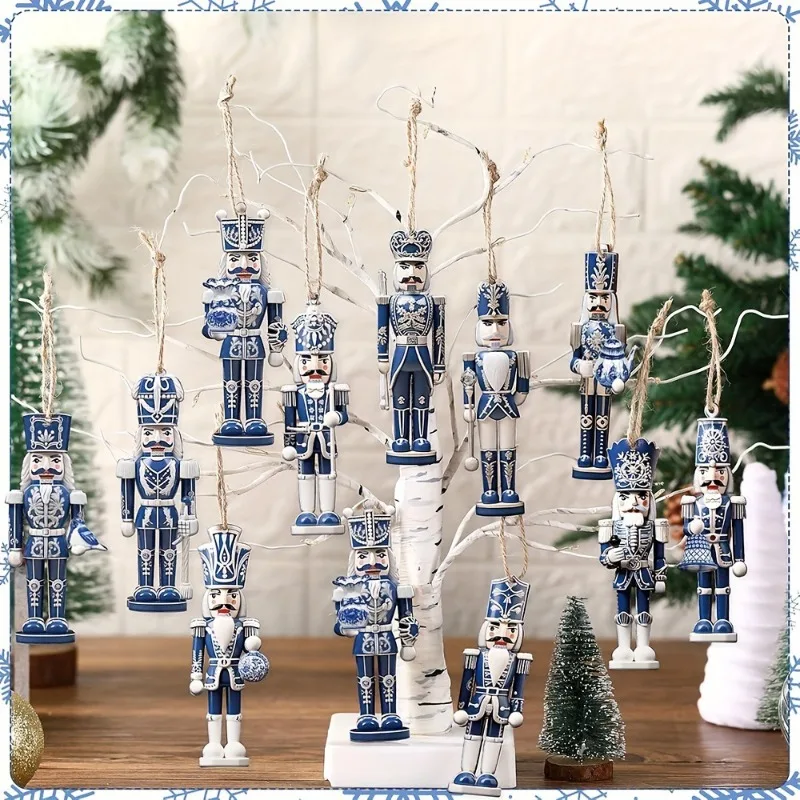 12 Stück Weihnachten Holz Nussknacker Puppe Soldat Dekoration Anhänger Weihnachts dekoration Set