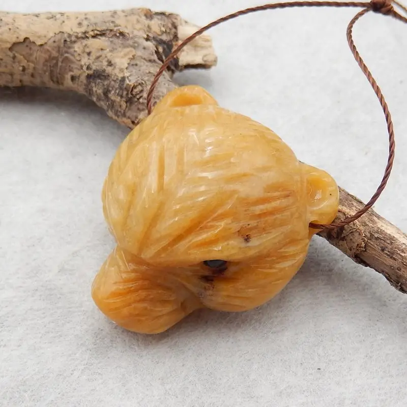 New Design Natural Stone Amazonite Carved Bear Pendant Bead Fashion Jewelry Necklace Accessories,27x26x14mm 12g