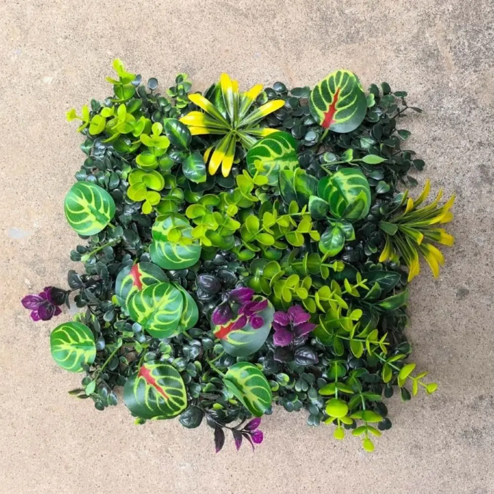 DIY Künstliche Pflanze Wand Panel Ewige Leben Sonnenblume Künstliche Eukalyptus Teppich Grün 25*25 cm Simulation Ahorn Pflanze blatt – Detail 3