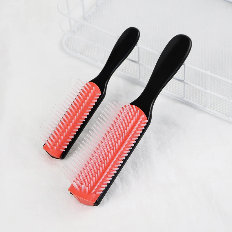 

2 Styles Household 9-Rows Women Scalp Massage Straight Curly Rib Comb Men Oil Head Detangling Styling Hair Brush