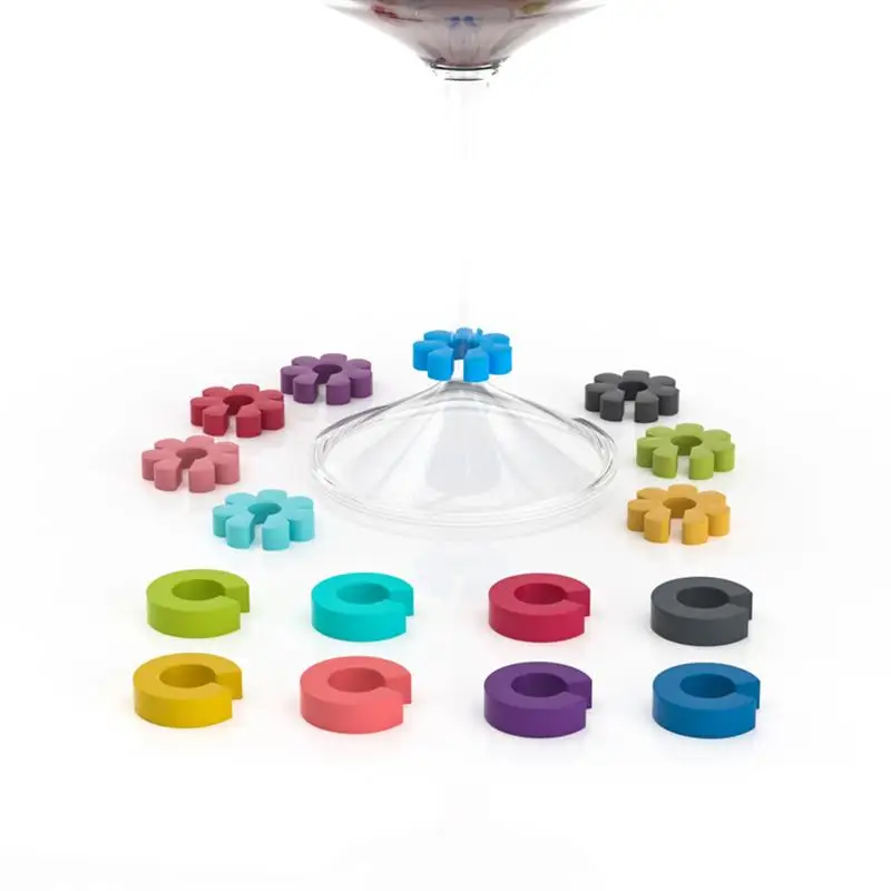 16pcs Wine Glass Charms Tags Flower Shaped Drink Markers Party Cocktails Drinking Cup Sign Suction Cup Identifier For Party