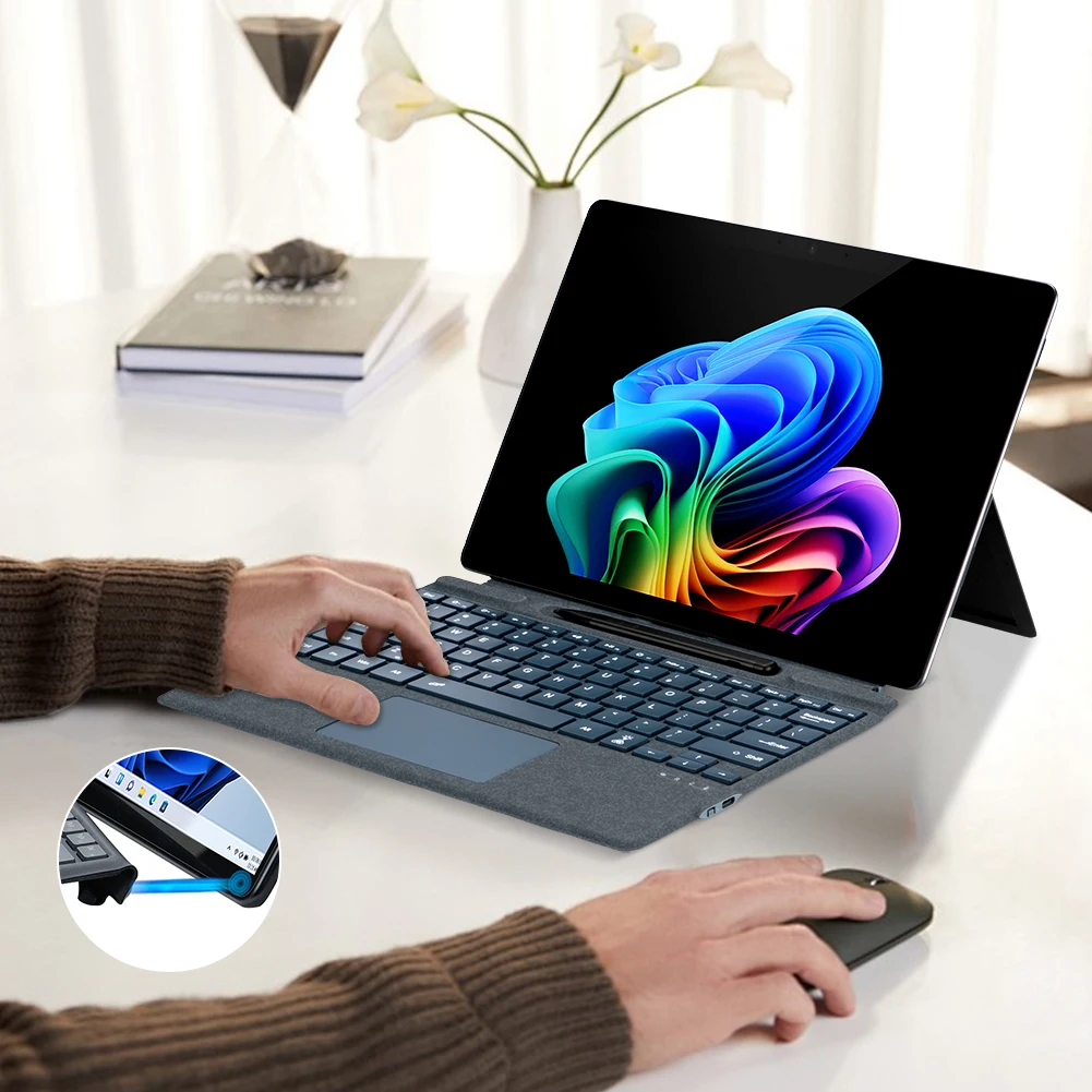 Bluetooth-Compatible Magnetic Wireless Keyboard Type C Charging Ultra-Slim Keyboard for Microsoft Surface Pro 8/9/X/10/11