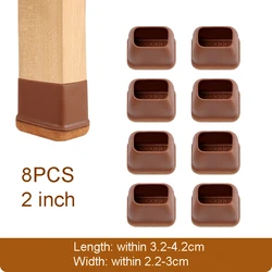 8PCS Rectangle Rubber Chair and Table Leg Protectors - Non - Slip Furniture Foot Covers (Brown)
