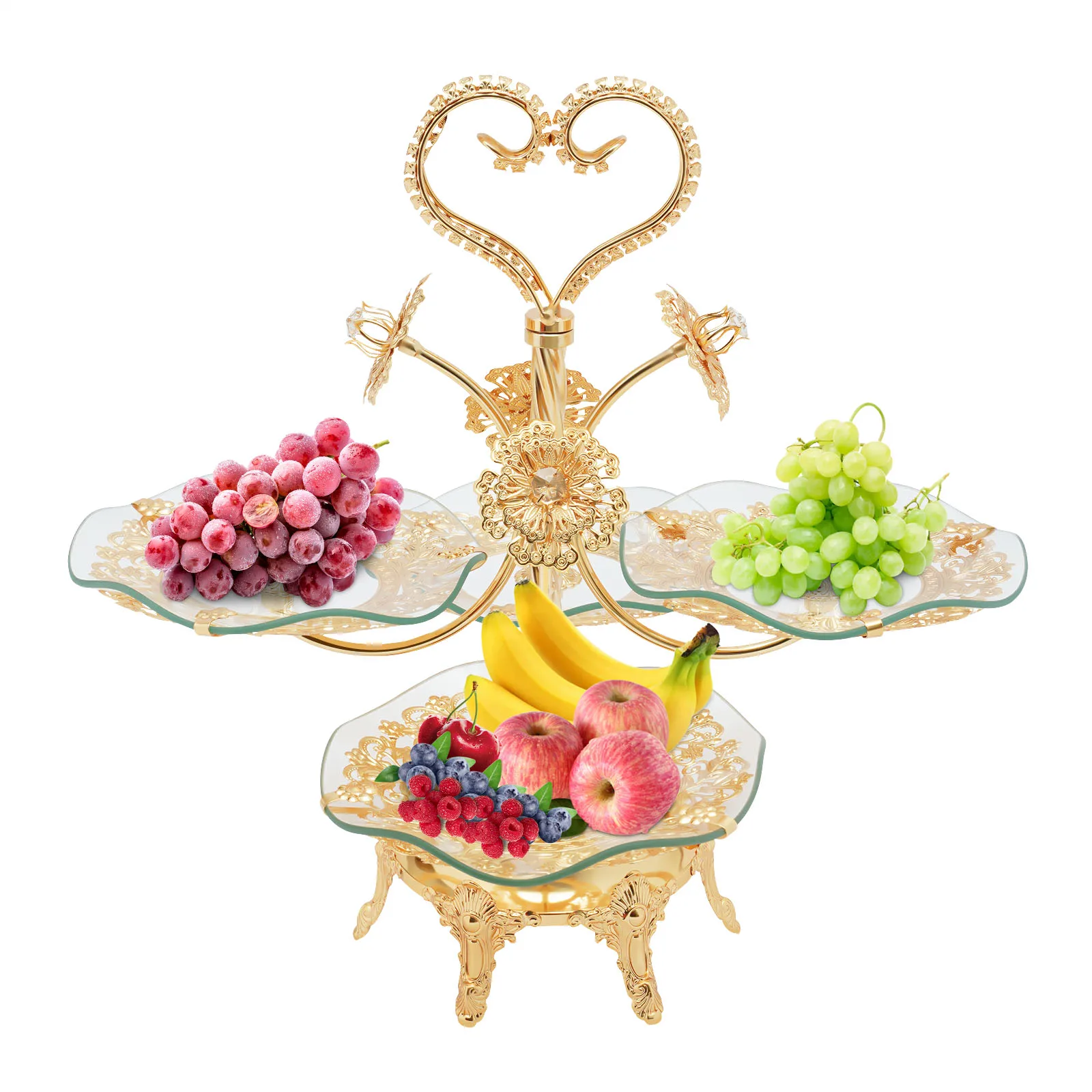 Round Wave Glass Serving Tray, Reusable Treat Stacked Pastry Serving Platter for Birthday Wedding Party Display Decoration