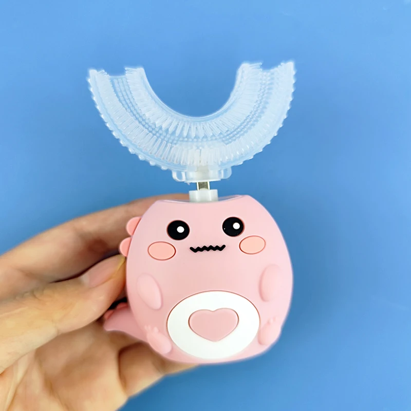 여행 및 가정용 USB 충전 칫솔 - 360 치아 미백 실리콘 어린이용 전동칫솔