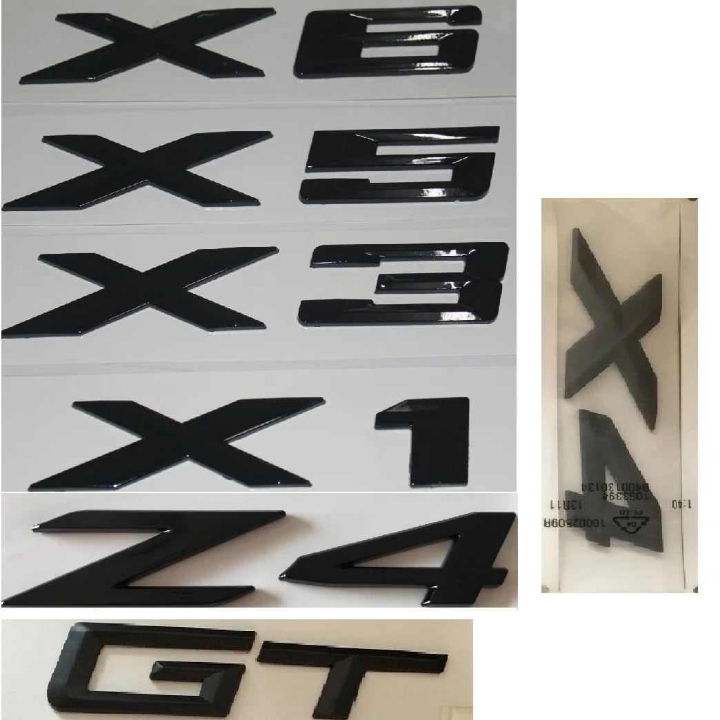 Gloss Black Letters Trunk Emblems Number Shiny Black Emblem Badge For