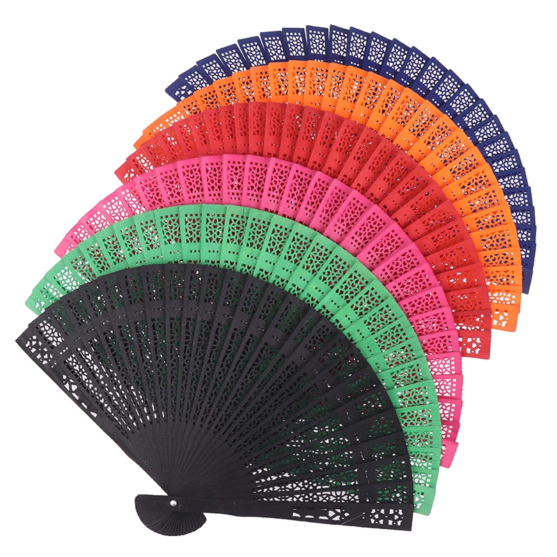 Fashion Wedding Hand Carved Folding Fan Chinese Wooden Fan Vintage Hollow Antiquity Folding Gifts 1pc folding fan hand fan wooden hand fan