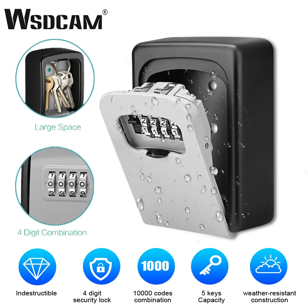 WSDCAMKeyLockBoxWaterproofKeyCodeBoxAluminumPasswordSecurity