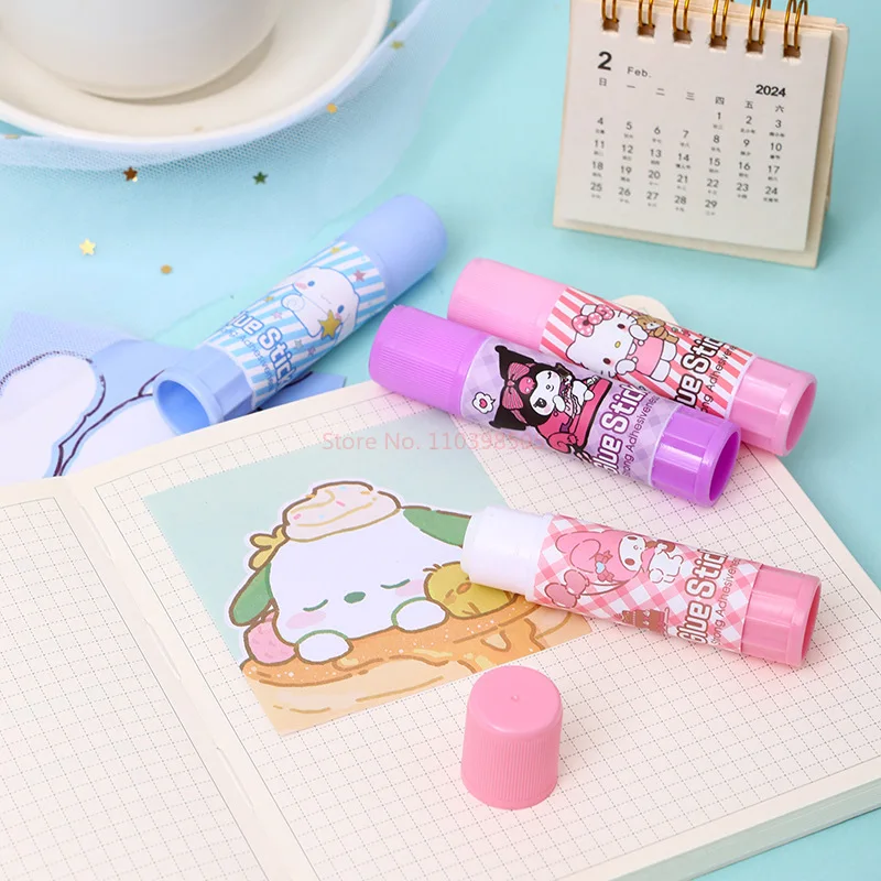 4/24pcs Sanrio Cartoon Solid Glue Stick Cute Kurome Melody Student DIY High Viscosity Stationery Gift,glue stick