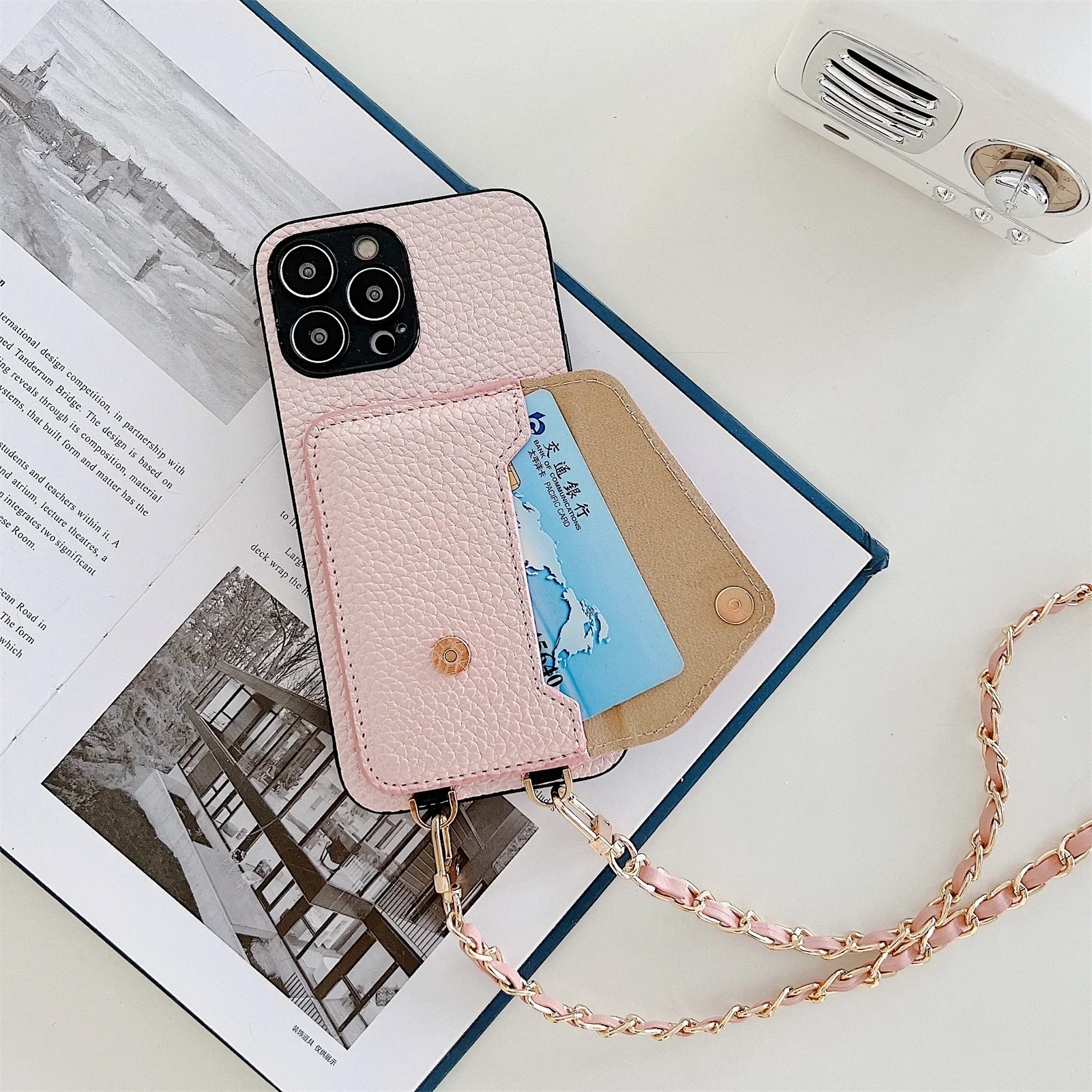 Crossbody Wallet Phone Case for IPhone 16 15 14 13 12 11 Pro Max XR XS X Card Holder Lanyard Chain Strap Cord Bag Leather Cover - Image 2
