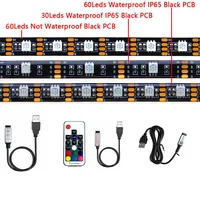 USB LED Strip Light 5V RGB Waterproof Black PCB 5050 0.5m 1m 2m 3m 4m 5m Led Strip Light Tape PC TV Backlight Remote Controller 1