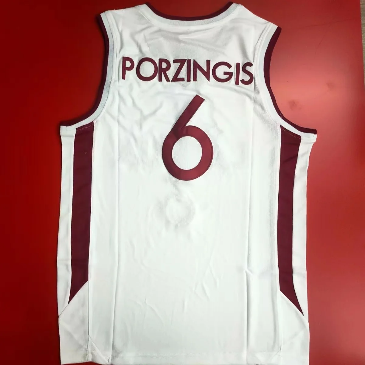 Cheap 6 Porzingis Jersey Men Sport Latvija Basketball Jerseys Porzingis Uniforms Team Color White College