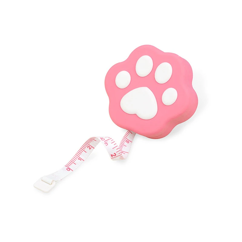 

1 Piece Mini Cat Paw-shaped Retractable Body Measure Tape with Push Button Retract Body