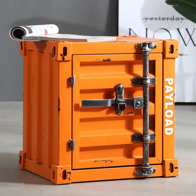 Industrial Container Nightstand - Vintage Storage Cabinet, Rustic Bedside Table, Distressed Metal & Dresser, Unique Home Decor