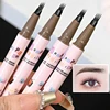 4 Colors Eyebrow Pen Waterproof 4 Fork Tip Eyebrow Tattoo Pencil Cosmetic Long Lasting Natural Dark Brown Liquid Eye Brow Pencil 4