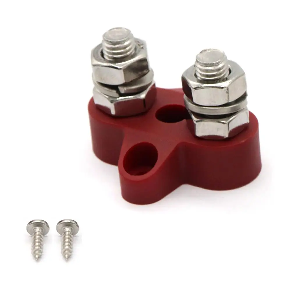 Red Junction Block Stainless Steel Insulated Terminal Stud M8