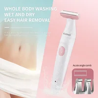 Kemei Electric Shaver Women Cordless One Blade Rechargeable Razor Bikini Trimmer Legs Underarm Public Body Hair Removal Painless 2