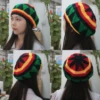 Wool Crochet Autumn Winter Warm Loose Casual Sunshade Jamaican Rasta Beanie Hat for Men Women Colorful 3