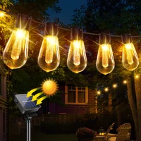 Solar String Lights Outdoor Waterproof,  10/30 Bulbs Shatterproof Bulbs Patio Lights With Remote 2 Lighting Modes LED Solar Pow 1