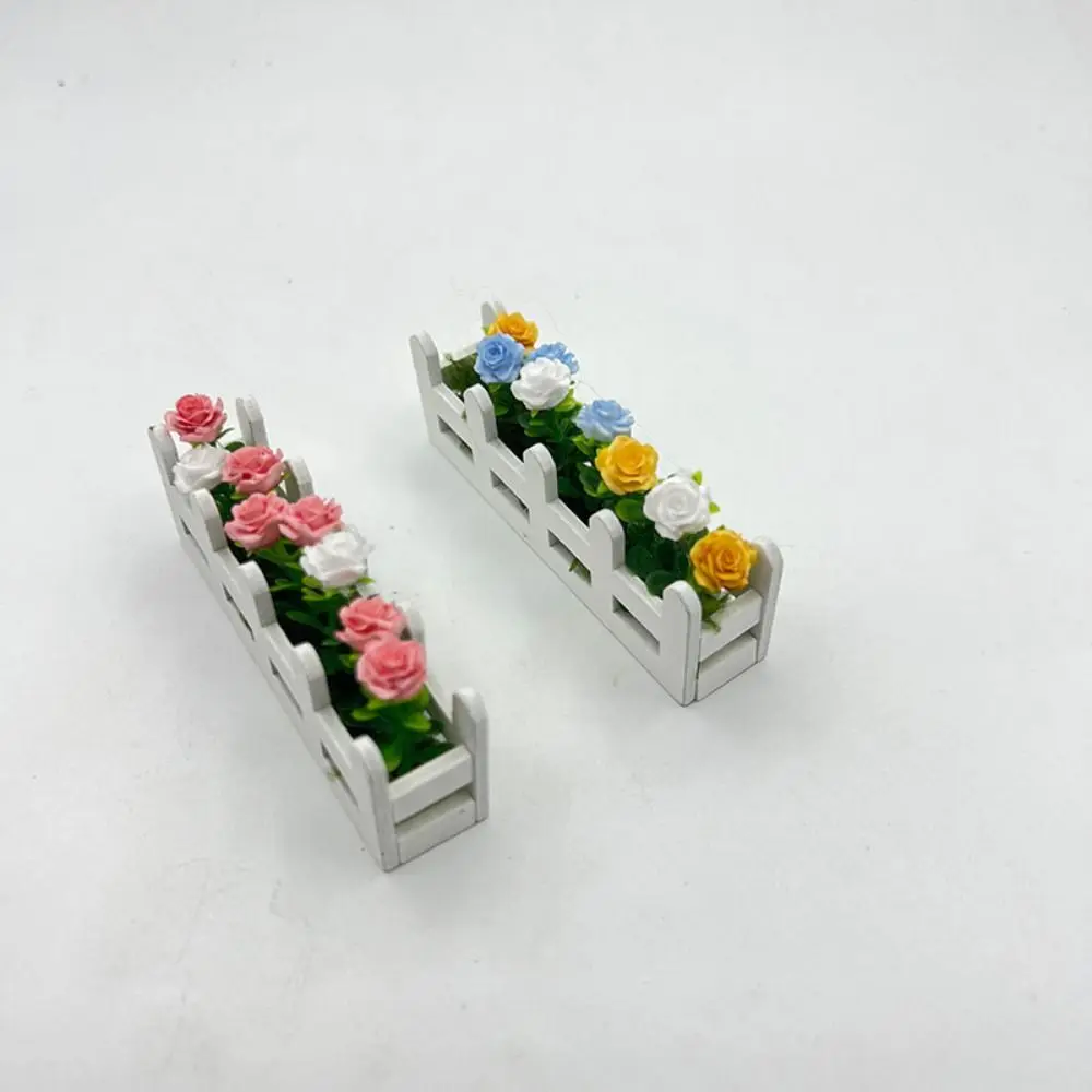 1:12 스케일 인형집 모형 장미꽃 5가지 색상 실물 같은 꽃 울타리 장식 미니어처 화분 장난감 인형집 장식