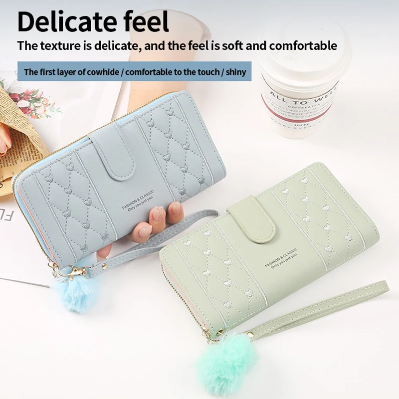 Women Pu Leather Wallet Long Purse Zipper Card Money Holder Coin Clutch Handbag Lady Student Coin Purse Fashion Design