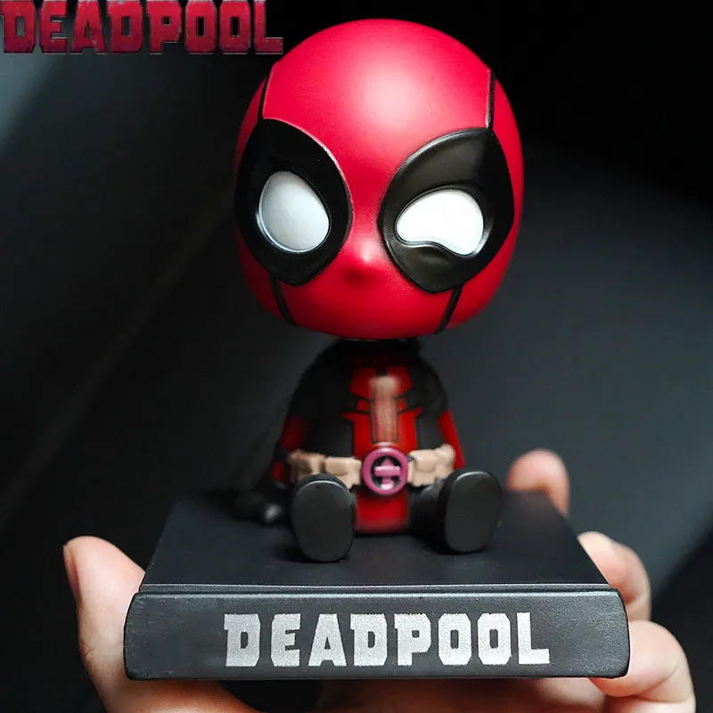 X-Man The Avengers Super Heros Deadpool Bobble Head Dolls Pvc Action Figure Toys Model Doll Gifts Car Decoration 12Cm