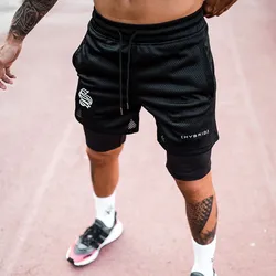 2022 New Sport Shorts Men Double-deck Jogging Running Shorts Men 2 IN 1 Mens GYM Short Fitness Workout Short Pants Man