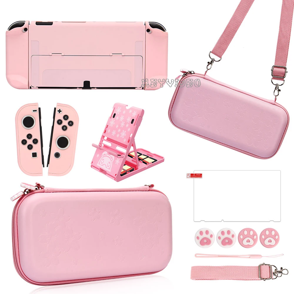10in1StorageBagPinkSakuraTravelCarryCaseforNintendoSwitch