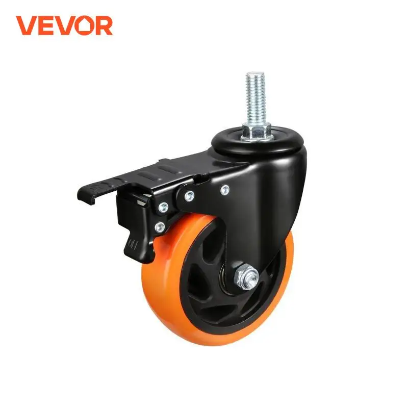 VEVOR 2/3/4 inch Caster Wheels Set of 4 Threaded Stem Industrial Swivel Casters with Dual Locking A/B Brake for Cart Furniture office chair caster