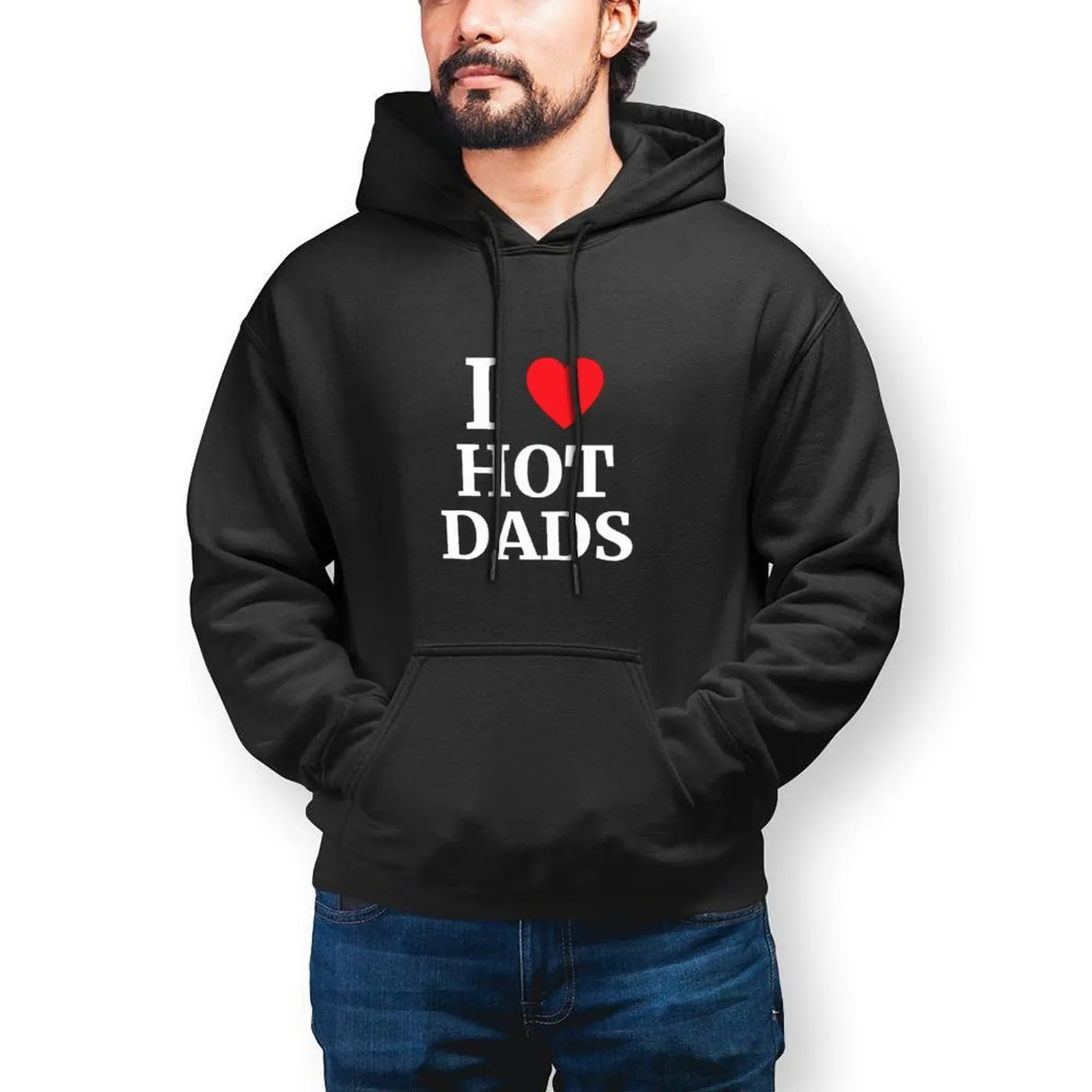 

I Love Hot Dads Streetwear Hoodies Autumn Heart Funny Pullover Hoodie Man Oversized Loose Design Cotton Sweatshirts