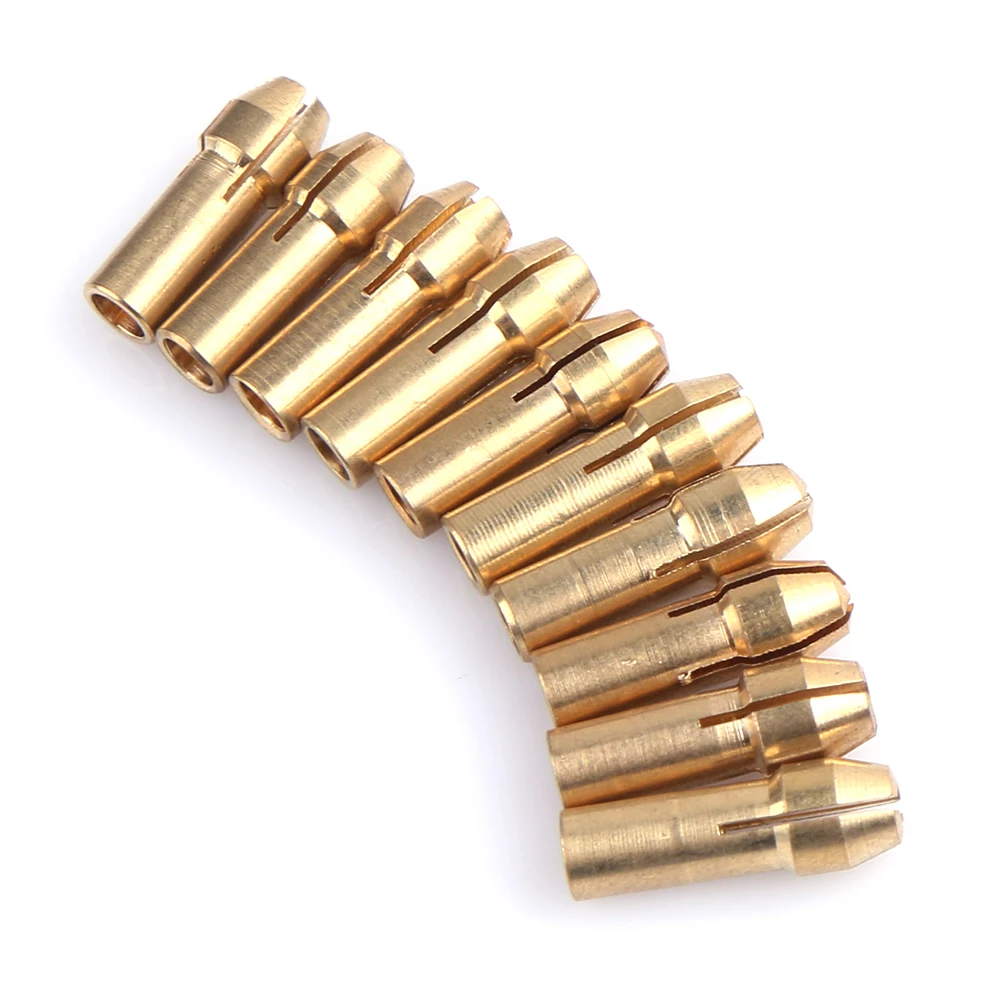 1-10Set 0.5-3.2mm Mini Drill Collets Chuck Adapter For Electric Motor Shaft Fit Micro Twist Drill Brass Cartridge Rotary Tools