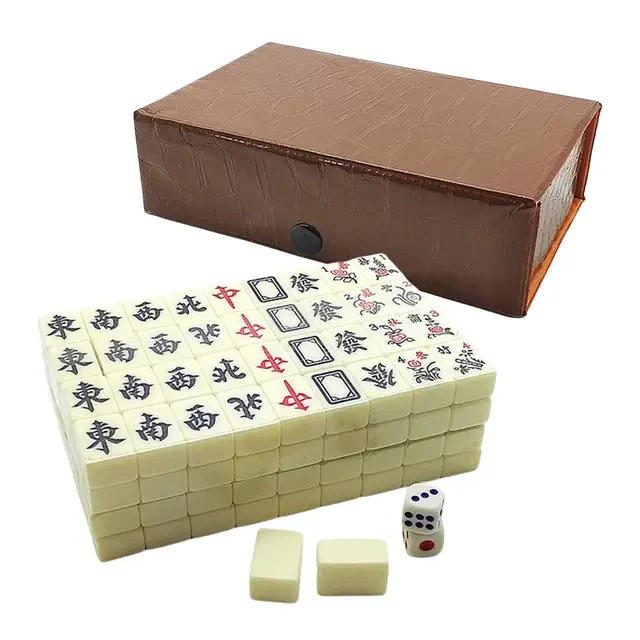 ROWCES Mahjong numerado chinês conjunto 144 peças Mah-Jong conjunto  brinquedo chinês portátil com caixa