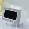 Creative 2 In 1 TV Tissue Box Desktop Paper Holder Dispenser Storage Napkin Case Organizer with Mobile Phone Holder 3