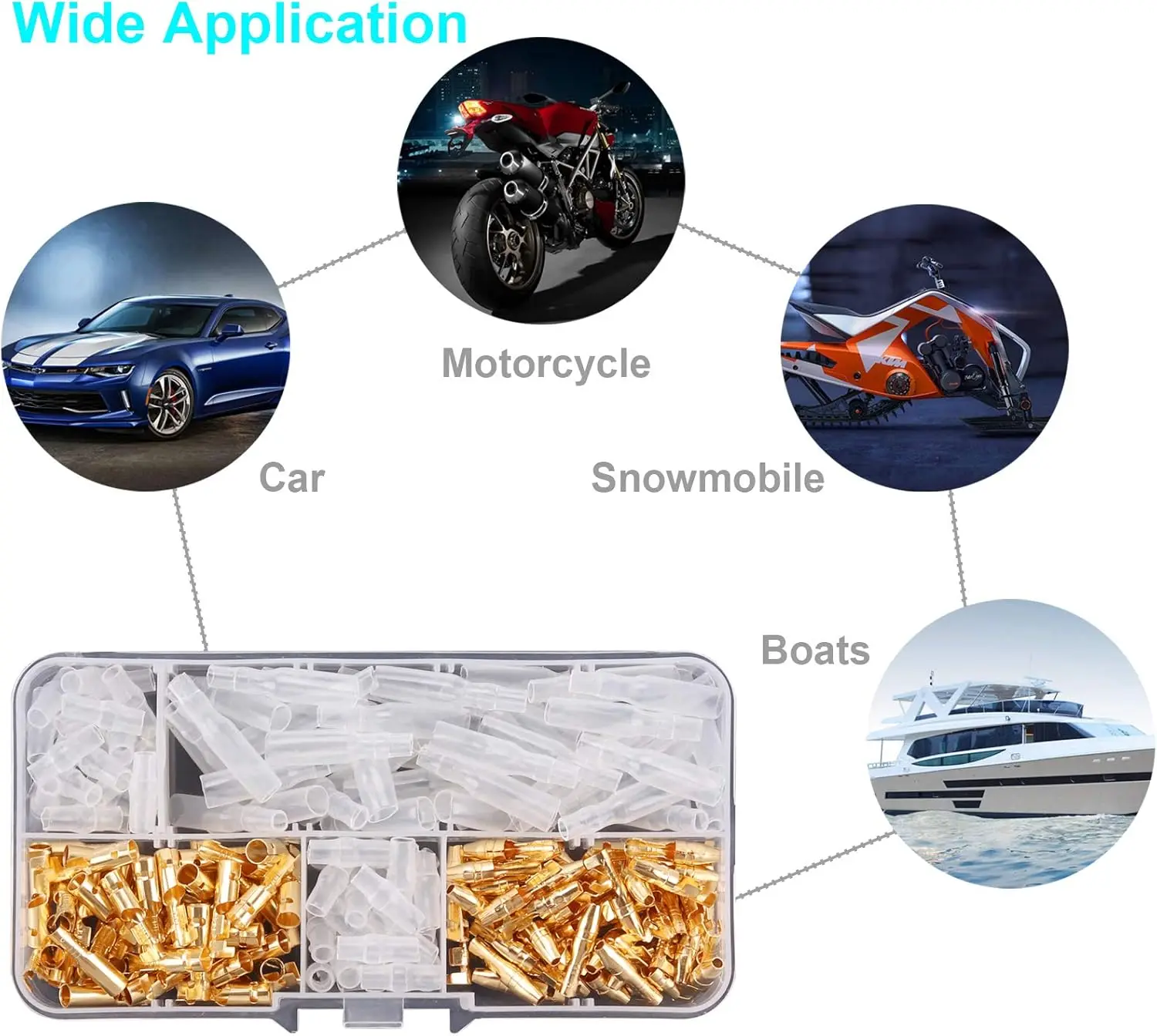 200PCS 3.9mm Bullet Connectors Kit Brass Bullet Male Female Wire Terminals Connector Insulation Cover For Motorcycle Motor