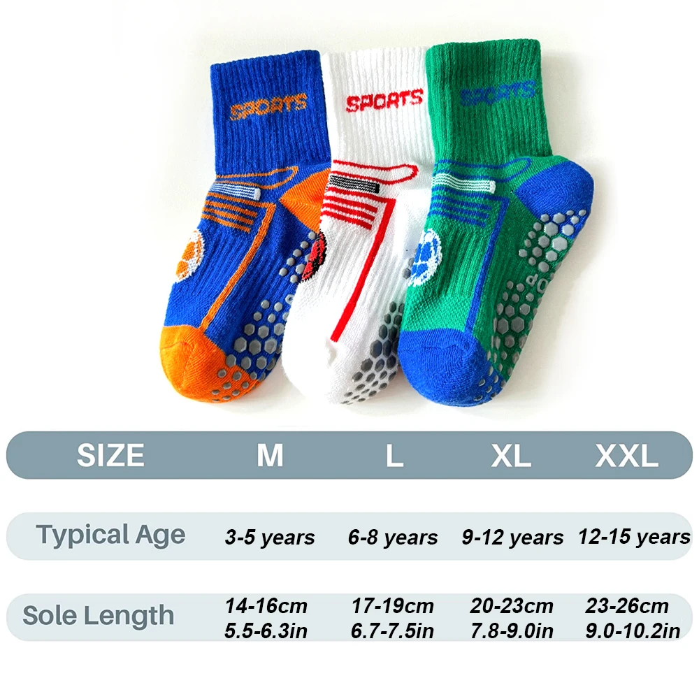 3Pairs Kids Non Slip Skid Socks,Soccer Grip Socks,Grips Sticky Slippery  Cotton Crew Socks For 3-15 Years Old Kids Youth Boy Girl - AliExpress