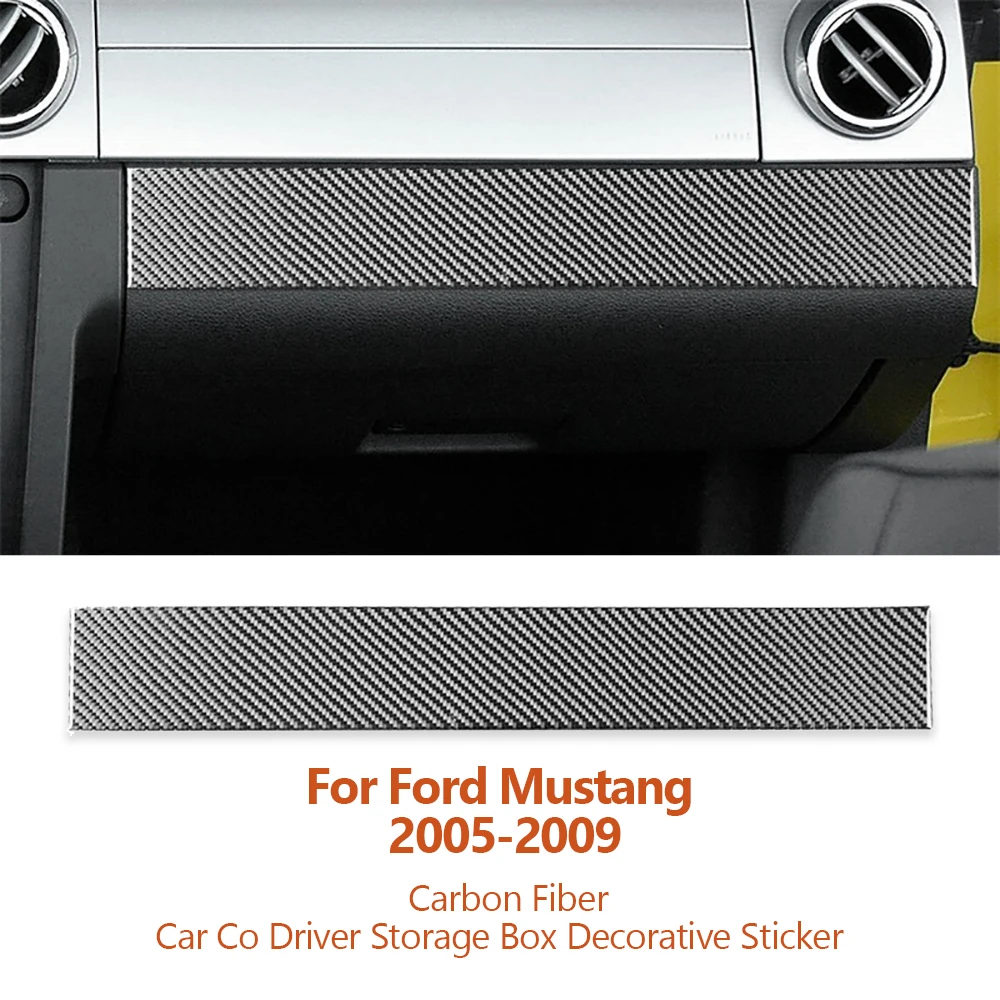 

For Ford Mustang 2005-2009 Carbon Fiber Car Co Driver Storage Box Panel Decorative Sticker Auto Interior Modification Accesorios