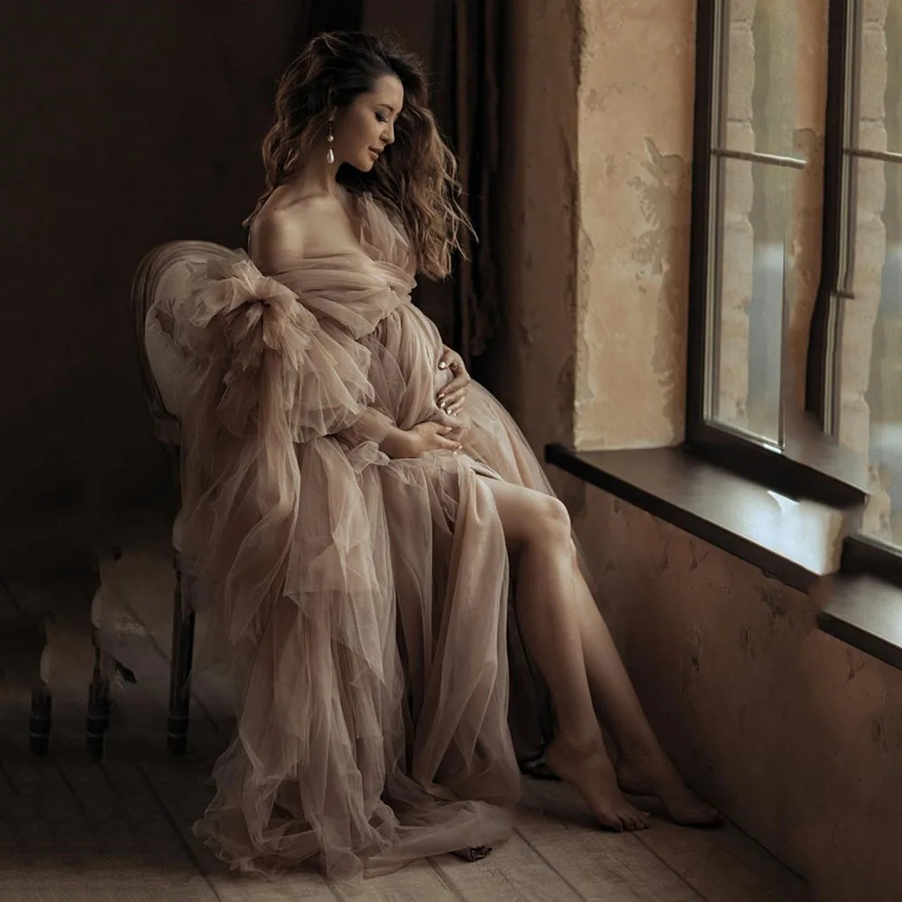 

Пикантные платья для беременных для фотосессии, пушистые Роскошные пижамы с оборками, ночные рубашки для беременных на заказ