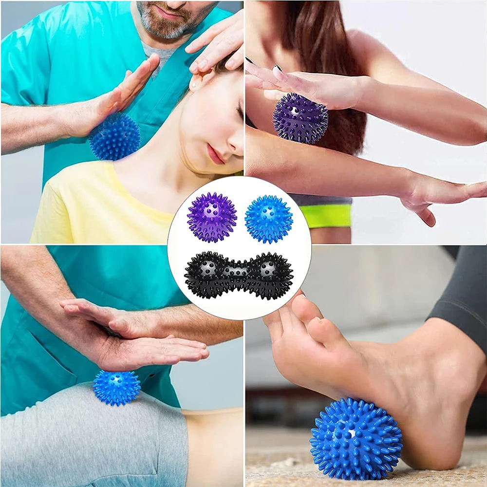 3Pcs/Set Peanut Hedgehog Massage Balls Stress Reflexology and Trigger Point Massager for Back Leg Feet Hand Muscle Pain Relief images - 6