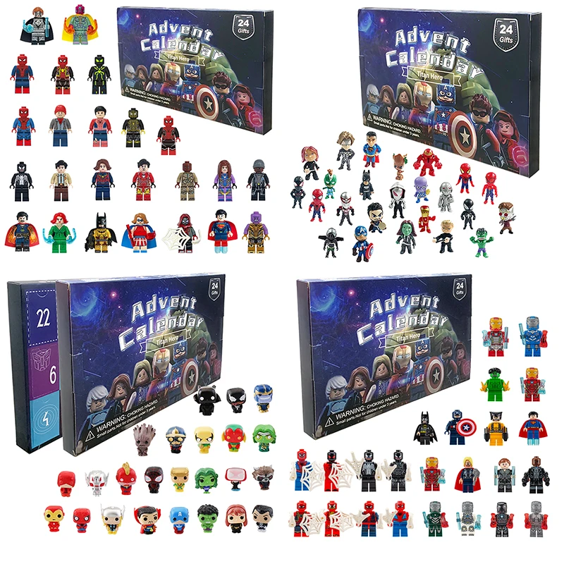 Marvel Lego Avvento The Avengers Calendar For Kids Robort Anime Figures Spider-Man Christmas Countdown Toys Building Block Gifts