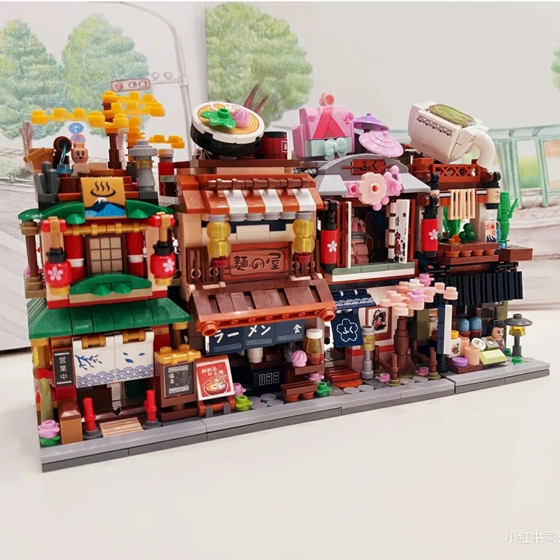 LOZ City Street Hot Spring Bath Noodle Kimono Clothing Matcha Tea Shop  Architecture Mini Blocks Bricks Building Toy Gift no Box