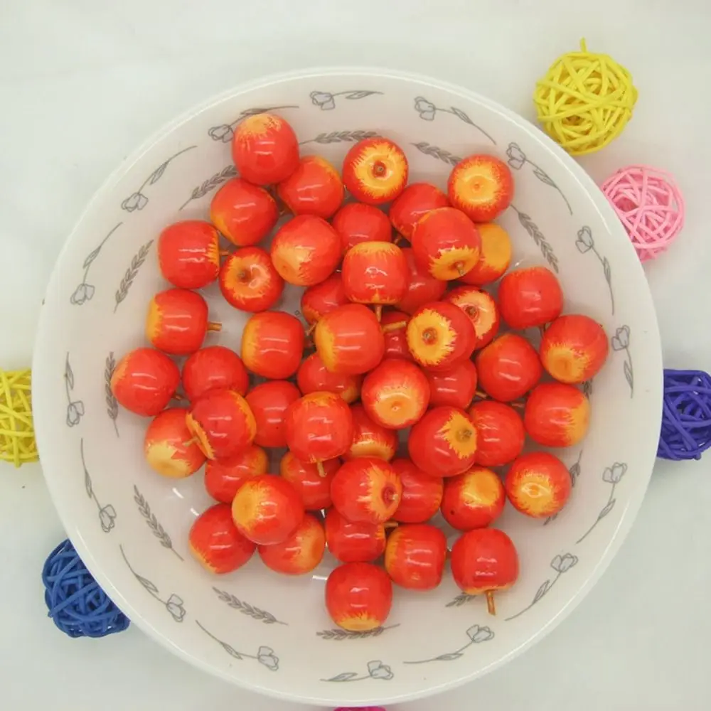 50pcs Mini Artificial Foam Fruit 2cm Fake Apples Food Model Fake Fruits Funny Fruit Model Home Garden Decor Photography Props