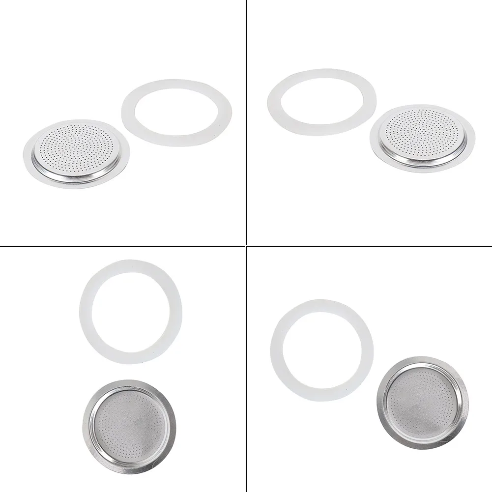 Coffee Drip Holder Coffee Maker Filter&Seal Ring Silicone Seal Ring&Stainless Steel Filter For Moka Pot Espresso Makers Coffee Machine Accessories