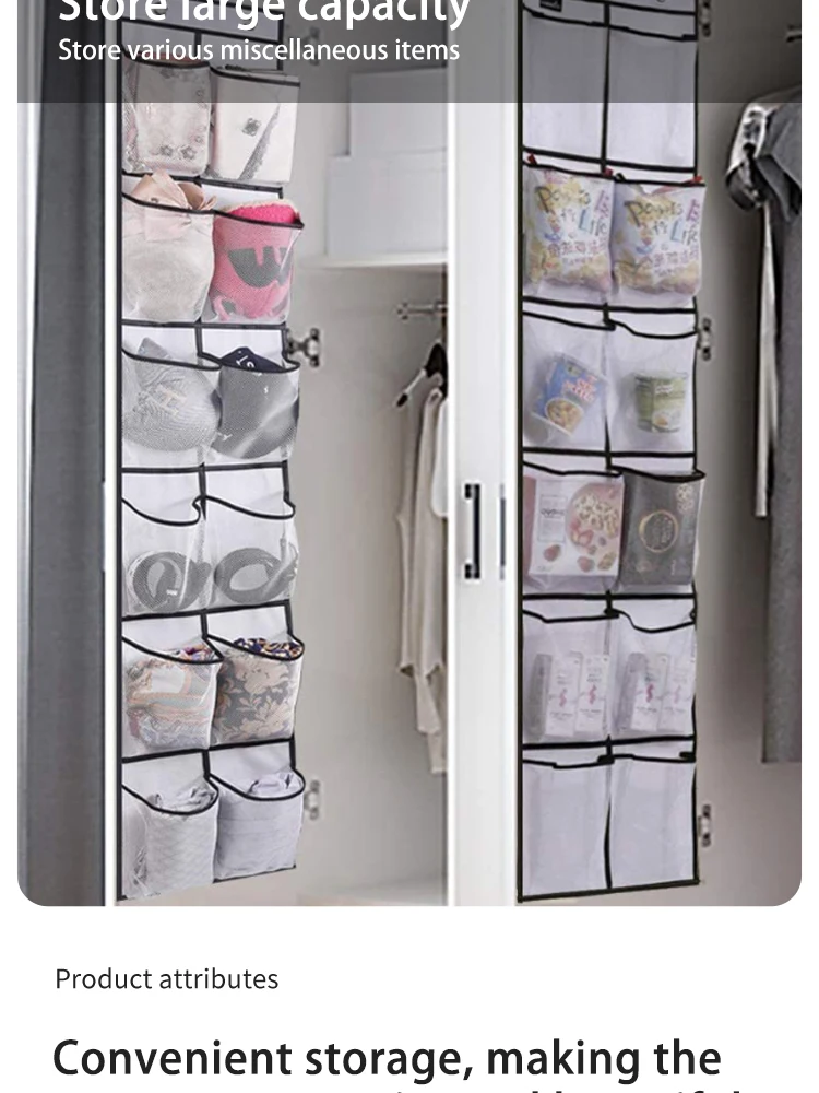 Description Picture 3 of item12 Compartments Behind The Door Shoe Storage Hanging Bag Mesh Pocket Slippers Organizing Non-woven Storage Bag G588