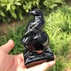 10.5CM Natural Black Obsidian Crow Skull Carving Wicca Decor Carved Raven Figurine Healing Quartz Halloween Gift 1pcs 1